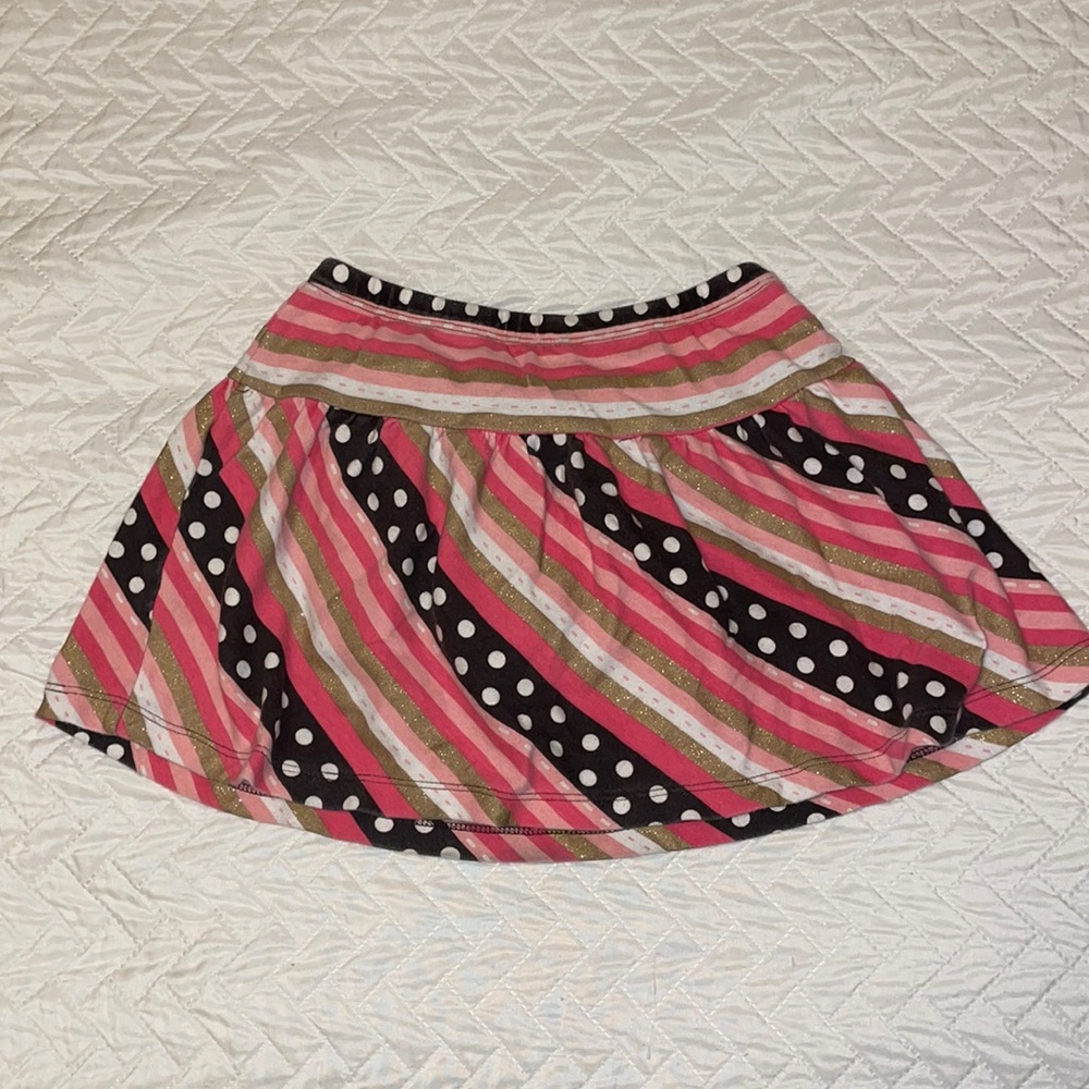 Pink Gold Sparkly and Polka Dot Sparkly Striped Skort Skirt